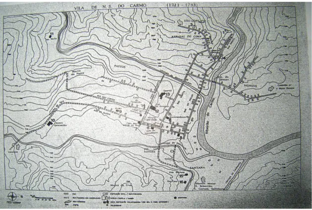 Figura 2: Mapa-síntese da Vila do Carmo (1711-1743) 