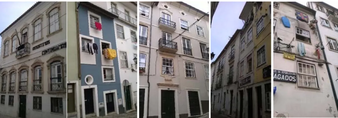 Fig. 3. Examples of old town building façades of Coimbra 