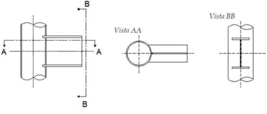 Figura 2.1 - Ligação soldada entre coluna tubular circular e viga de perfil I. 