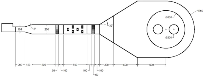 FIGURE 4. Top view of the experimental dryer (dimension values in millimeters or × 10 −3  m)