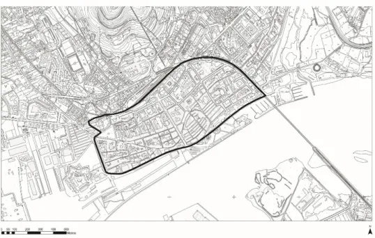 Fig. 14 - Mapa com delimitação da área de reabilitação urbana do centro histórico  de Viana do Castelo, 2013