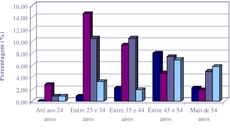 FIGURA 3.5 – Distribuição dos valores percentuais da variável: função desempenhada e idade