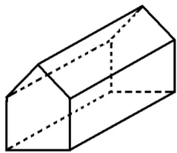 Figura 15 - Representação do prisma de base pentagonal com face retangular apoiada no  plano projetada em um slide no terceiro encontro
