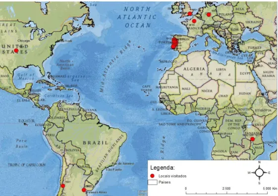 Fig. 2: Geographic map created by a student’s group related to the Manuel António Gomes   (Father Himalaya nickname) biography