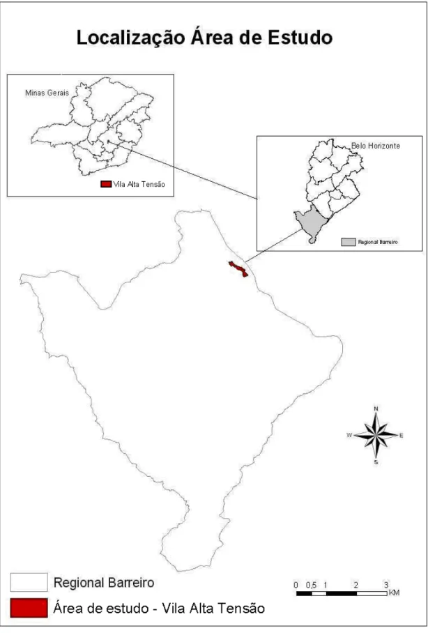 Figura 1.3 - Localização do estudo de caso. Fonte: Adaptada pelo autor - PRODABEL GECOT, (2010)