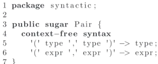 Fig. 3. A definition of sugar library for Pairs in SugarJ (borrowed from [8]).