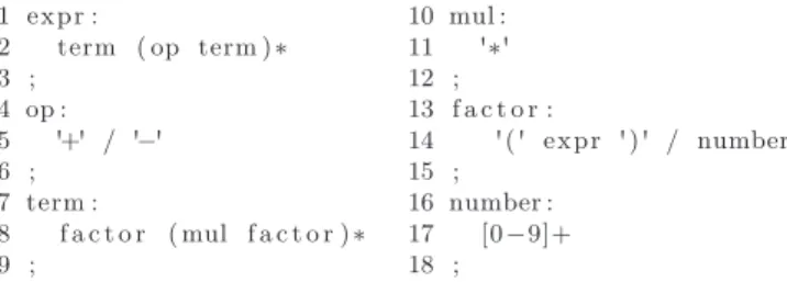 Fig. 13. Example of a APEG grammar which uses the definition of another APEG grammar.