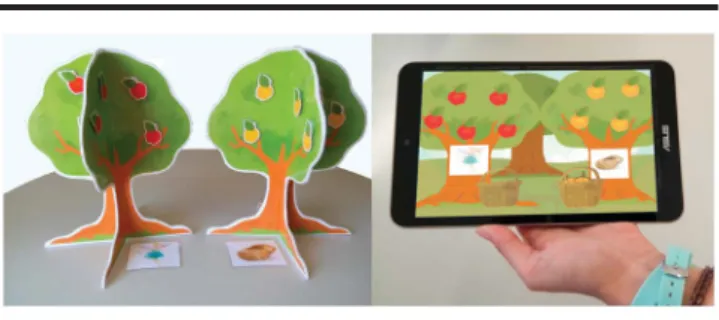 Figure 2. Comparison between a tabletop (left) and a tablet (right) activity.