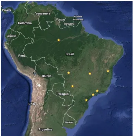 Figura  11  –   Localização  das  cidades  representativas  das  Zonas  Bioclimáticas Brasileiras