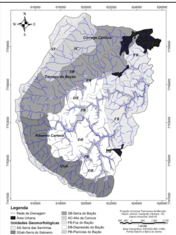 Figura 3 - Mapa de unidades geomorfológicas.
