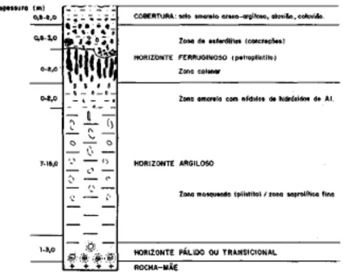 Figura 2.9 – Perfil geológico simplificado da formação laterítica imatura autóctone da  Amazônia (COSTA, 1991)