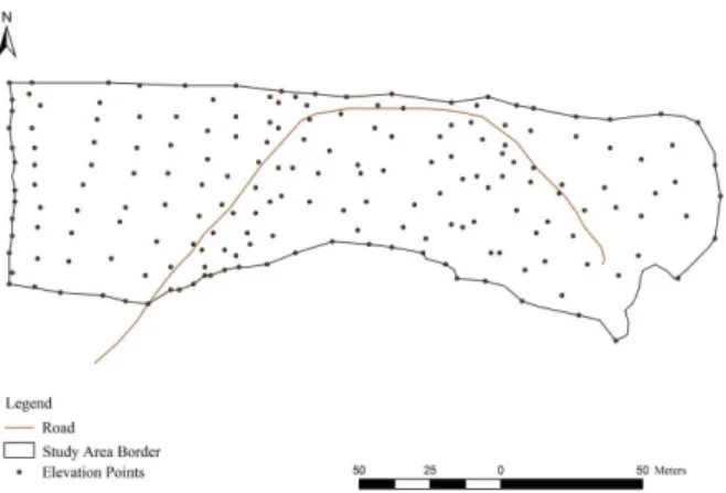 Figura 1 – Elevation points distribution in the study area.