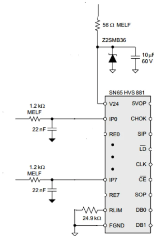 Figure 3.5: Serializer input protection circuit (adapted from [17]).
