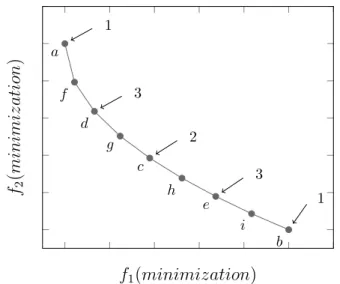 Figure 2.6 – Example of application the maximin method in a non-dominated population.