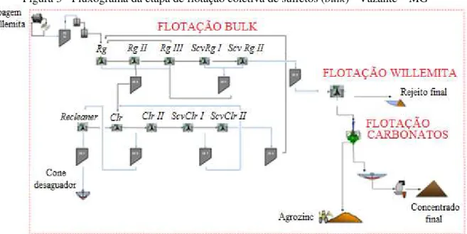 Figura 3 - Fluxograma da etapa de flotação coletiva de sulfetos (bulk) - Vazante – MG 