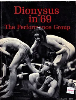 Figura 1: Capa do livro fotográfico de Dionysus in 69  – The Performance Group. Editado por Richard  Schechner e Franklin Adams, com 360 fotografias de Frederick Eberstadt, Raeanne Rubenstein, and Max  Waldman