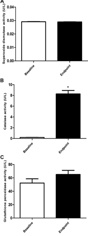 Fig. 3. Effect of ac¸ai pulp intake on activities of antioxidant enzymes in poly- poly-morphonuclear cells obtained, n ¼ 35