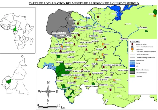 Figure  8 : Localisation des musées de l’Ouest Cameroun 