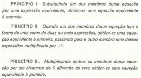 Fig. 14 - Princípios de equivalência no Compêndio de Matemática de Sebastião e Silva.