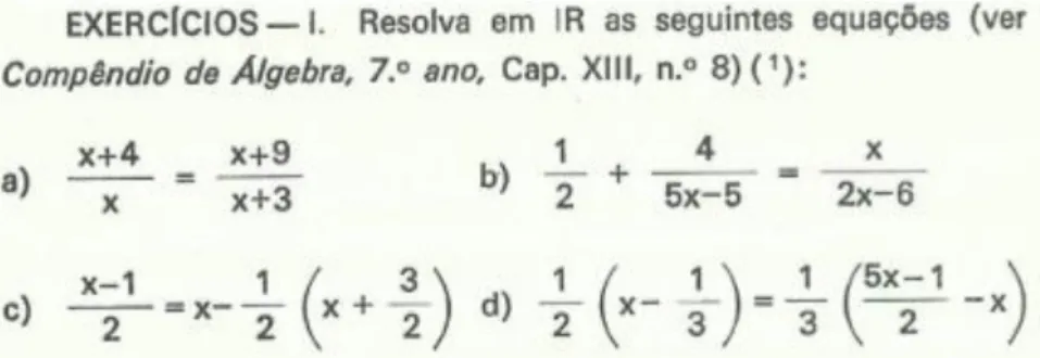 Fig. 15 – Exercício I do Compêndio de Matemática de Sebastião e Silva.