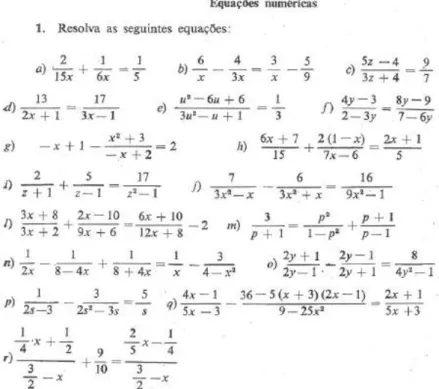 Fig. 24- Alguns exercícios do Compêndio de Álgebra – 4.º ano de J. J. Calado 