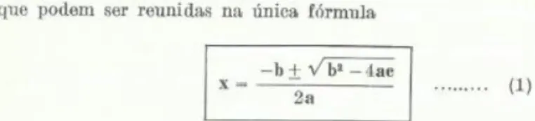 Fig. 25 - Dedução da fórmula resolvente no Compêndio de Álgebra – 5.º ano de J. J. Calado