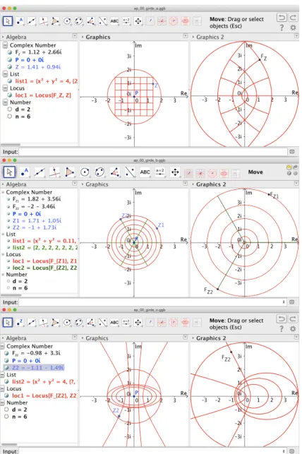 Figure 1. Tools that create subsets of points in the Argand plane and their images by f: C→C, f(z)=z 2 