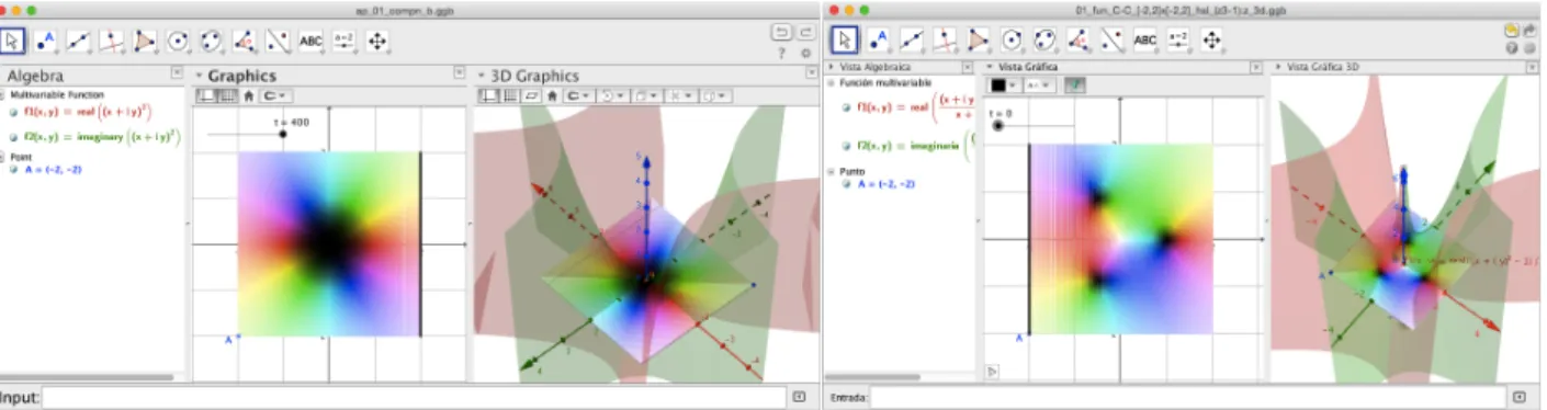 Figure 5. Several representation of f(z)=z 2 and l(z)=(z 3 -1)/z, z∈ . 