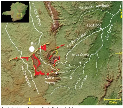Figura  1  –  O  Quadrilátero  Ferrífero  situa-se  na  região  centro-sul  de  Minas  Gerais
