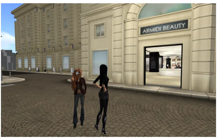 Figure 2. Avatars in front of a shop 