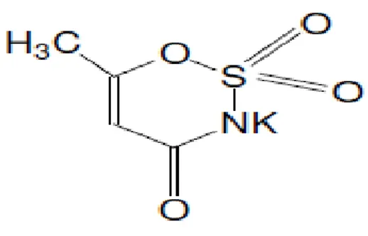 Figura 3: Fórmula estrutural do acessulfame-k. Fonte: CARVALHO, 2007. 