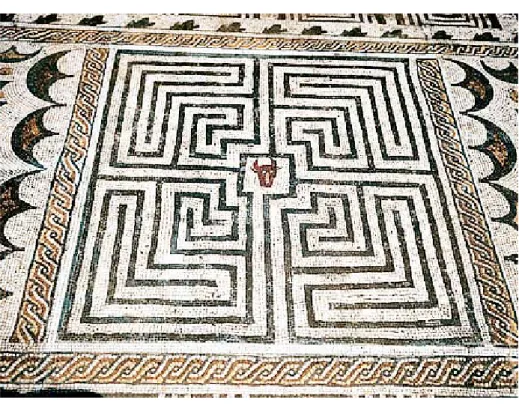 Figure 7. A Conimbriga mosaic representing the “Labyrinth of Crete with the Minotaur”
