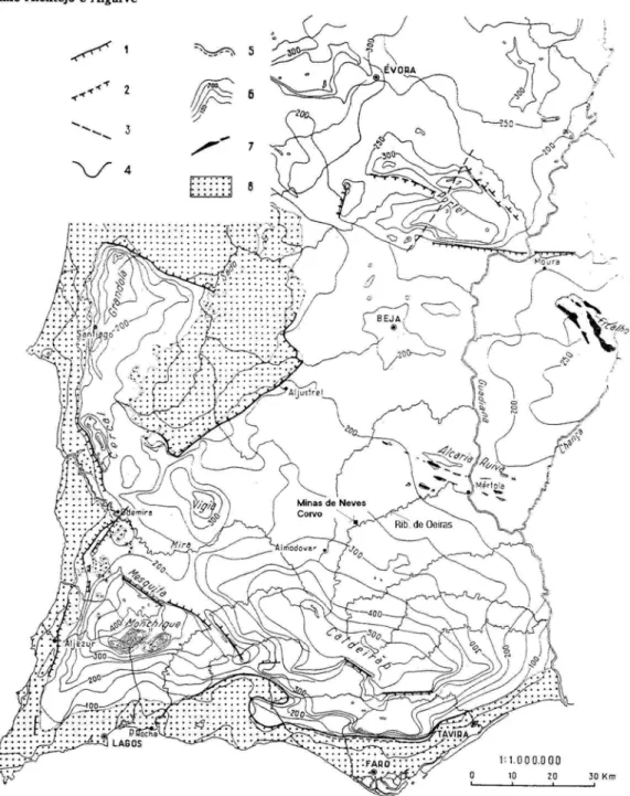 Figura 2.3.1. Esboço morfológico da pediplanície do Baixo Alentejo e Algarve adaptado de FEIO (1951)