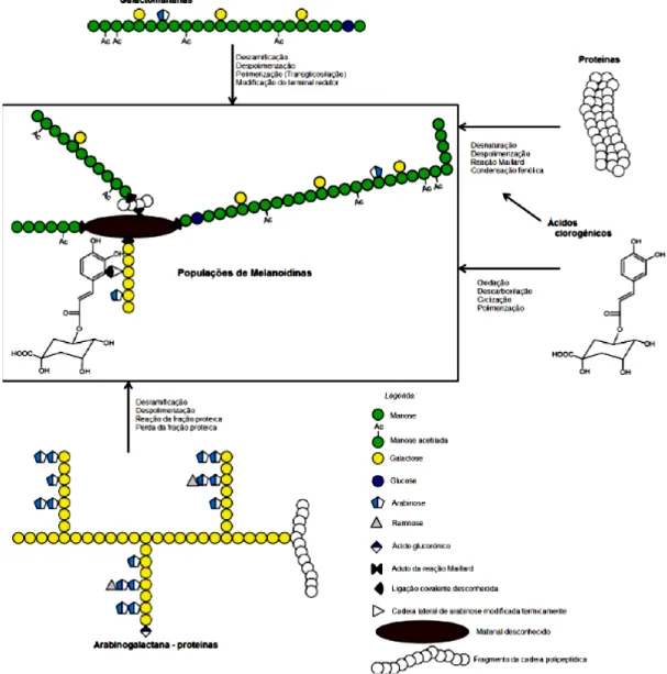 Figura 7 - Ilustração da formação das melanoidinas do café (Moreira et al., 2012). 