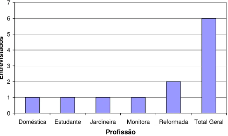 Gráfico 6: Distribuição numérica dos entrevistados pela actividade profissional.  01234567