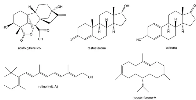 Ilustração 7: alguns exemplos de estruturas de diterpenóides fisiológicos. 