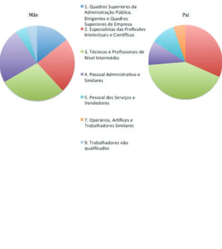 Gráfico 9 – Profissão dos pais dos alunos do 2º CEB 