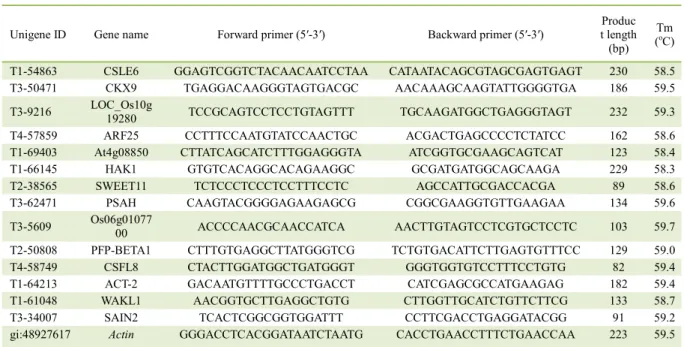 Table 1 - The primers used in QRT-PCR. 