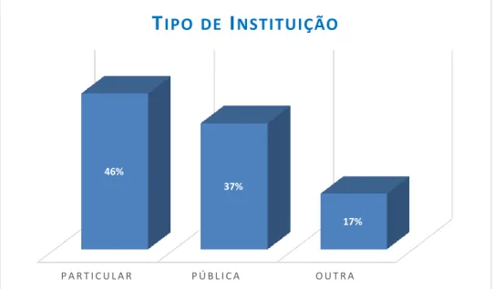 Gráfico V – Percentagem do Tipo de Instituição dos Profissionais. 