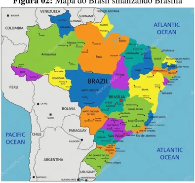 Figura 02: Mapa do Brasil sinalizando Brasília 