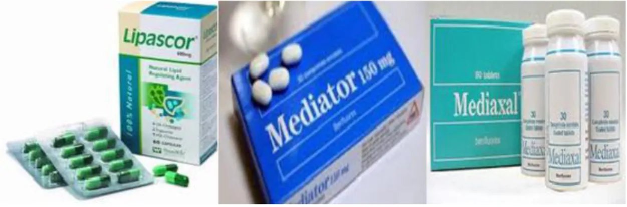 Figura 5 - Diferentes marcas de medicamentos contendo benfluorex. 