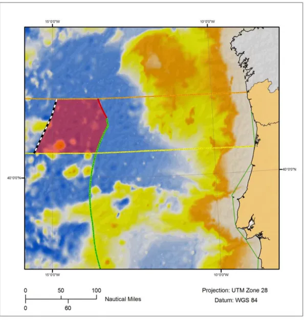 Figure 4 – Map of the outer limits of the extended continental shelf in the Galicia Bank  Region