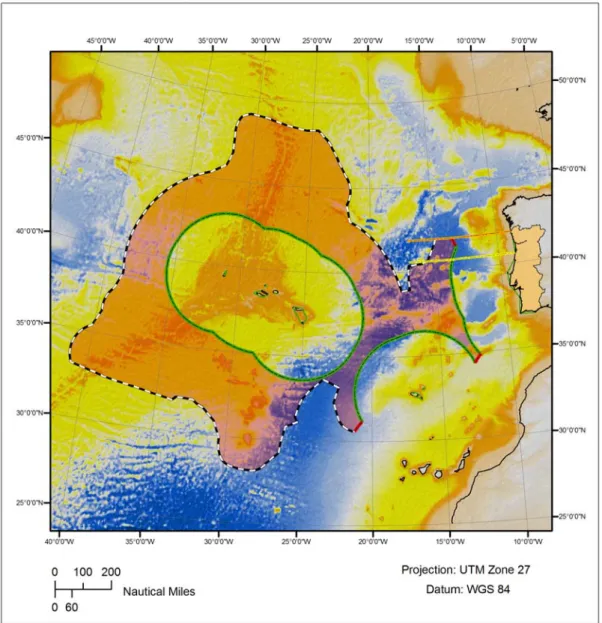Figure 1 – Map of the outer limits of the extended continental shelf of Portugal.