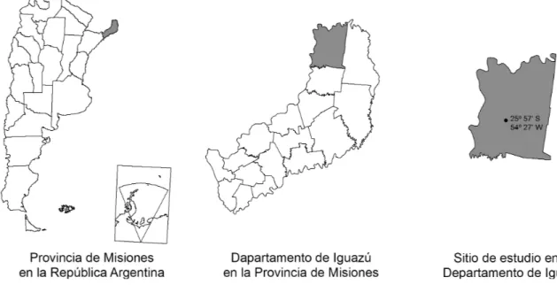 FIGURA 1:  Localización del ensayo en la provincia de Misiones, Republica Argentina.