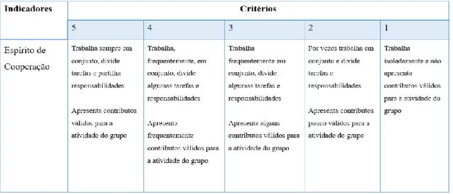 Figura 7 – Rúbrica de Cooperação 