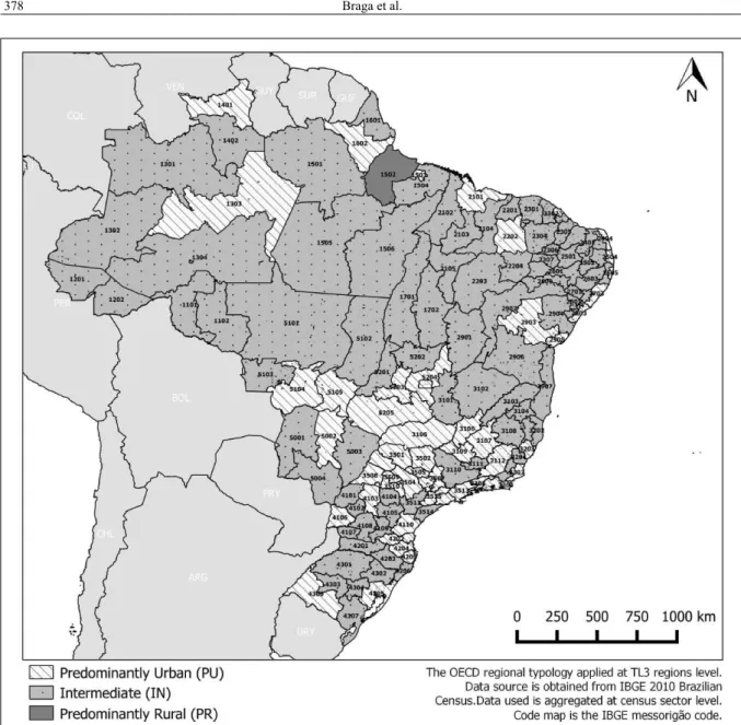 Figure  2  presents  the  OECD  typology  applied  to  Brazilian municipalities.