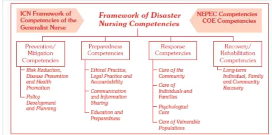 Figura 3- Competências em enfermagem de catástrofe (ICN e WHO, 2009, p. 40).