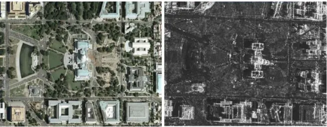 Figura 2 – Diferença entre as imagens de um Sensor Óptico (esquerda) e um Sensor Radar (direta) Fonte: disponível em https://www.grss