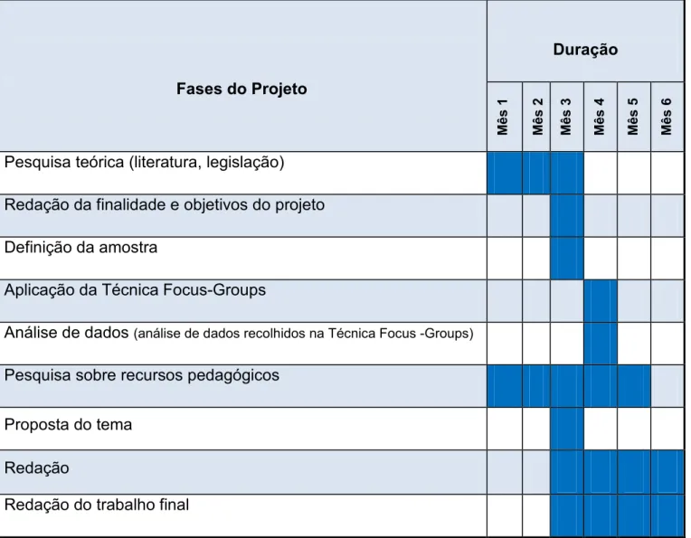 Tabela nº1- Faseamento da Investigação 