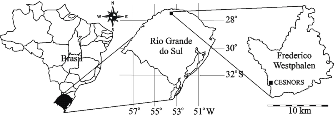 FIGURA 1:  Localização da área de estudo (■), no município de Frederico Westphalen, RS